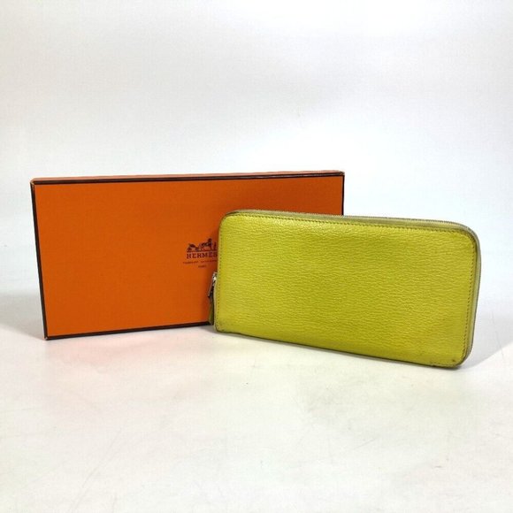 Authentic HERMES Long wallet Azap Long Zip Around Long Wallet Chevre yellow - Picture 2 of 15